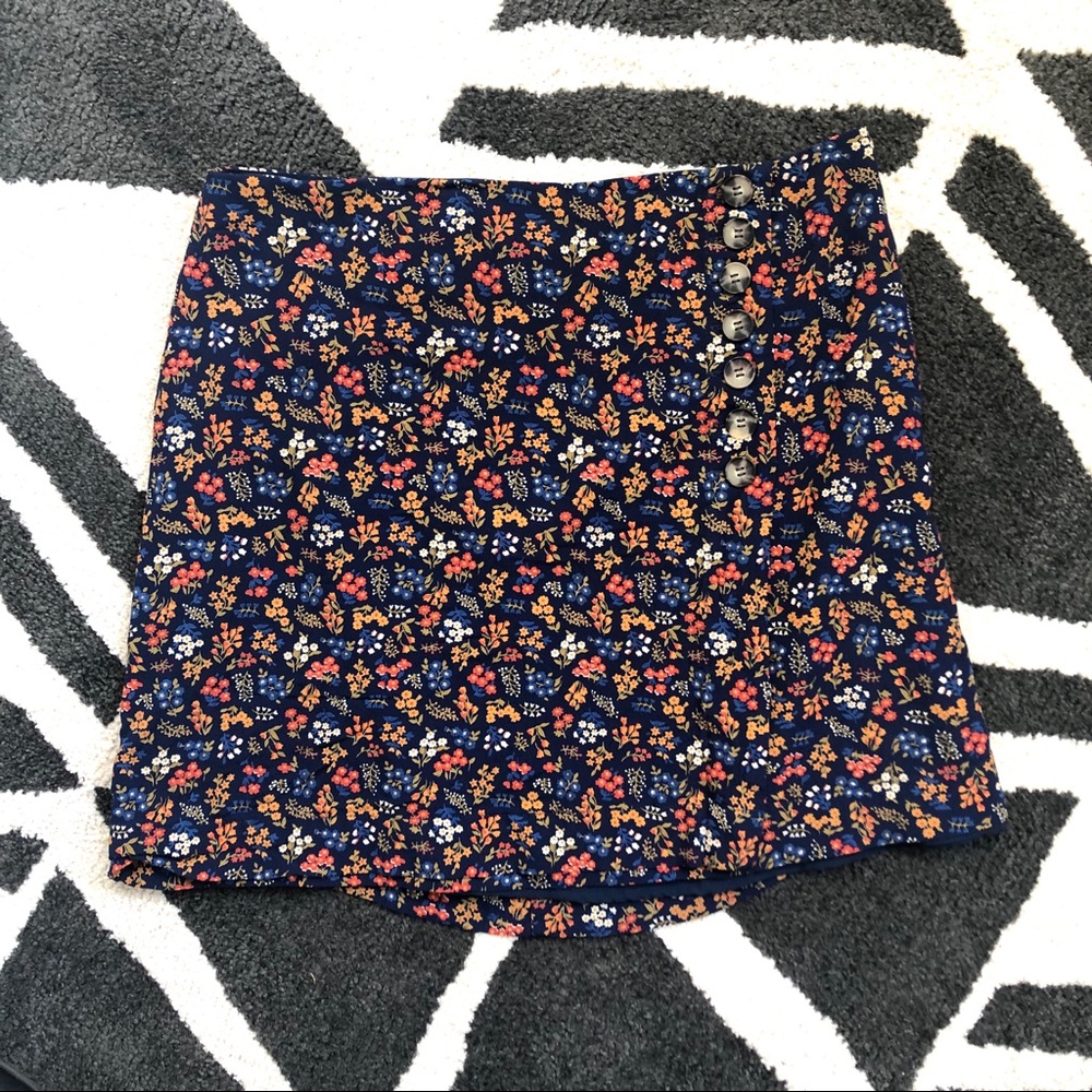Madewell Floral Mini Skirt with Buttons